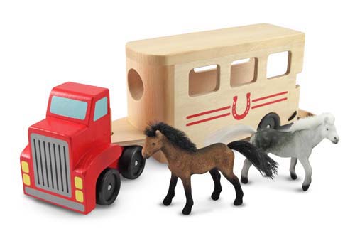 Melissa & Doug, truck met paardentrailer, inclusief 2 paarden.